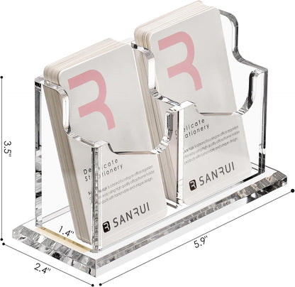 Vertical Business Card Holder for Desk，Clear Acrylic Business Card Display Stand，1 Slots ，Holds 50-60 Cards
