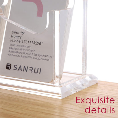 Vertical Business Card Holder for Desk，Clear Acrylic Business Card Display Stand，1 Slots ，Holds 50-60 Cards