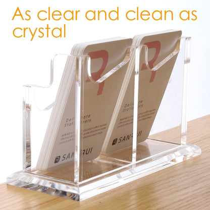 Vertical Business Card Holder for Desk，Clear Acrylic Business Card Display Stand，1 Slots ，Holds 50-60 Cards