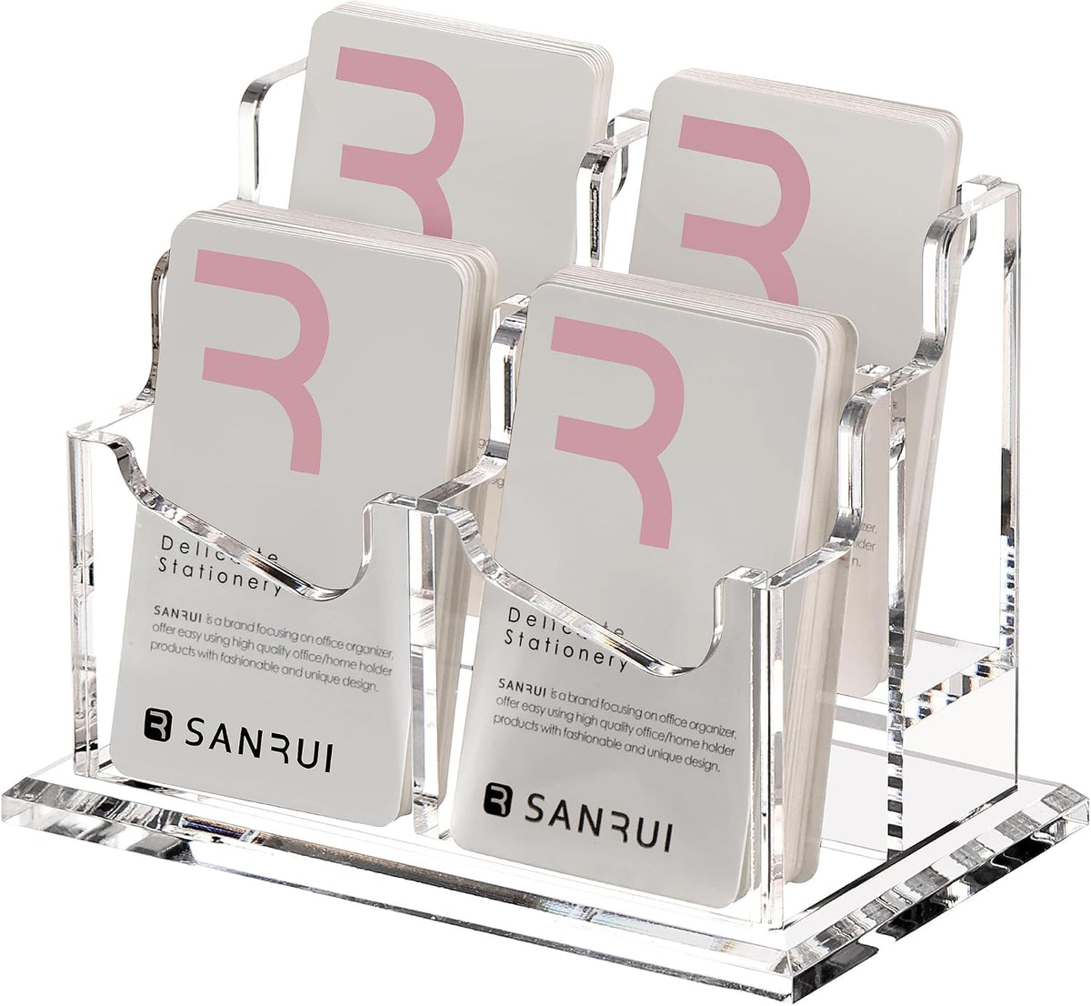 Vertical Business Card Holder for Desk，Clear Acrylic Business Card Display Stand，1 Slots ，Holds 50-60 Cards