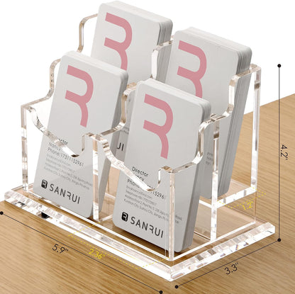 Vertical Business Card Holder for Desk，Clear Acrylic Business Card Display Stand，1 Slots ，Holds 50-60 Cards