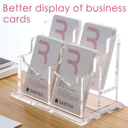 Vertical Business Card Holder for Desk，Clear Acrylic Business Card Display Stand，1 Slots ，Holds 50-60 Cards