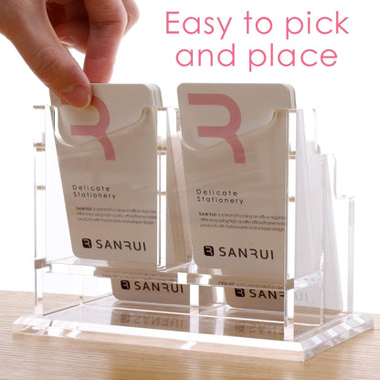 Vertical Business Card Holder for Desk，Clear Acrylic Business Card Display Stand，1 Slots ，Holds 50-60 Cards
