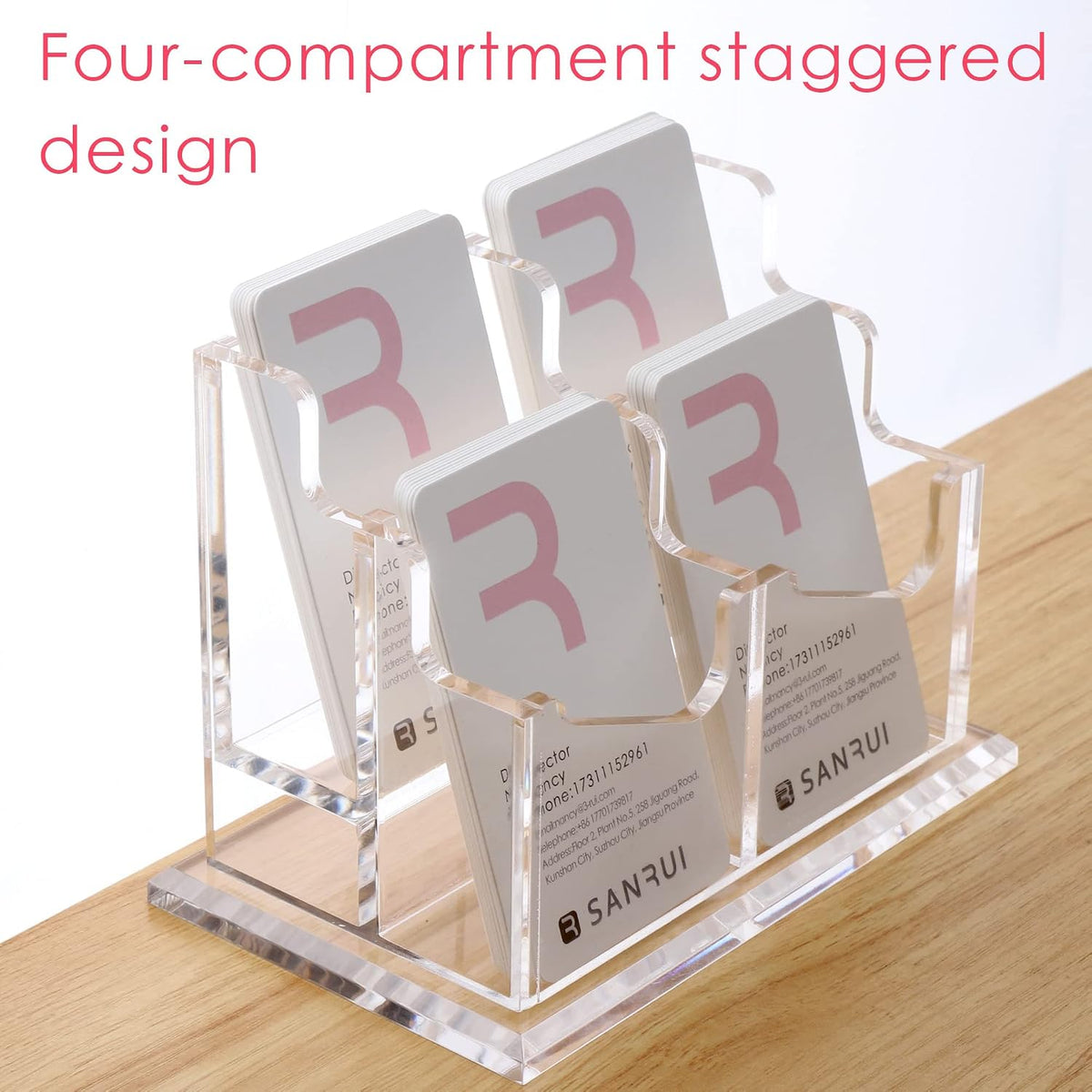 Vertical Business Card Holder for Desk，Clear Acrylic Business Card Display Stand，1 Slots ，Holds 50-60 Cards