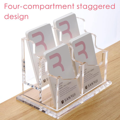 Vertical Business Card Holder for Desk，Clear Acrylic Business Card Display Stand，1 Slots ，Holds 50-60 Cards