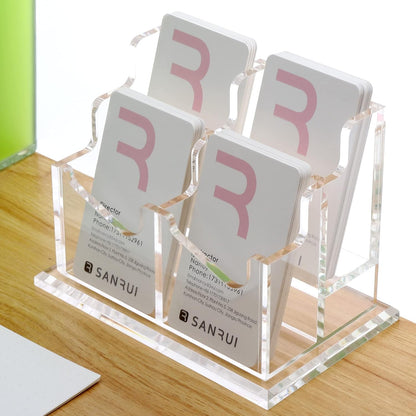 Vertical Business Card Holder for Desk，Clear Acrylic Business Card Display Stand，1 Slots ，Holds 50-60 Cards