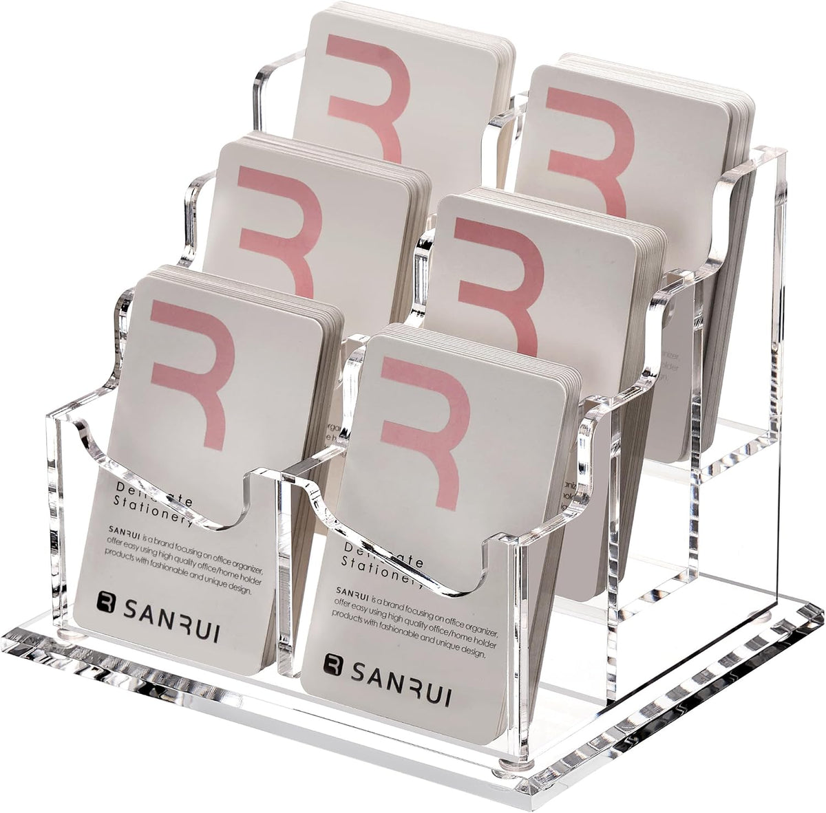 Vertical Business Card Holder for Desk，Clear Acrylic Business Card Display Stand，1 Slots ，Holds 50-60 Cards