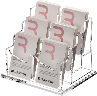 Vertical Business Card Holder for Desk，Clear Acrylic Business Card Display Stand，1 Slots ，Holds 50-60 Cards