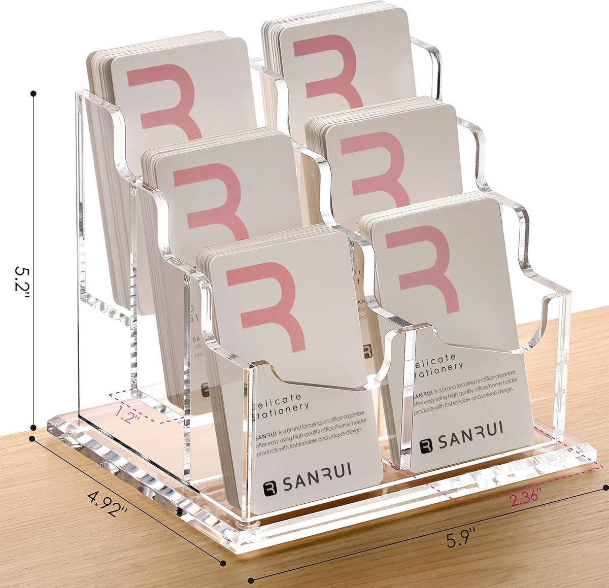 Vertical Business Card Holder for Desk，Clear Acrylic Business Card Display Stand，1 Slots ，Holds 50-60 Cards