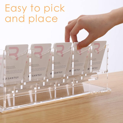 Vertical Business Card Holder for Desk，Clear Acrylic Business Card Display Stand，1 Slots ，Holds 50-60 Cards