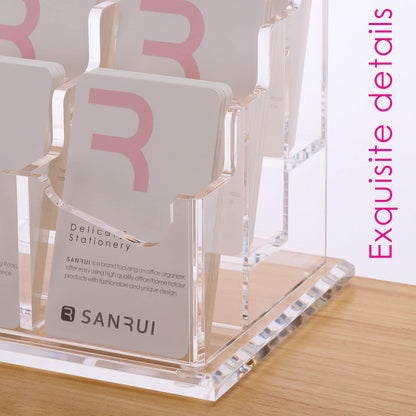 Vertical Business Card Holder for Desk，Clear Acrylic Business Card Display Stand，1 Slots ，Holds 50-60 Cards