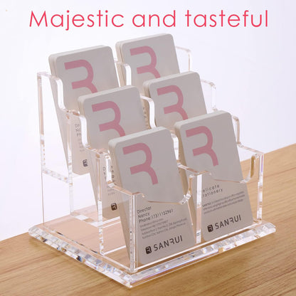 Vertical Business Card Holder for Desk，Clear Acrylic Business Card Display Stand，1 Slots ，Holds 50-60 Cards
