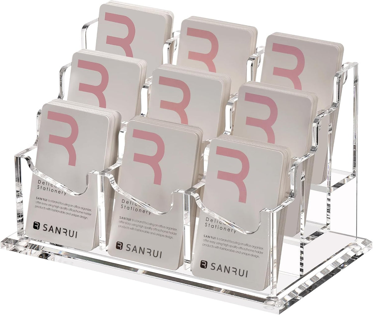 Vertical Business Card Holder for Desk，Clear Acrylic Business Card Display Stand，1 Slots ，Holds 50-60 Cards