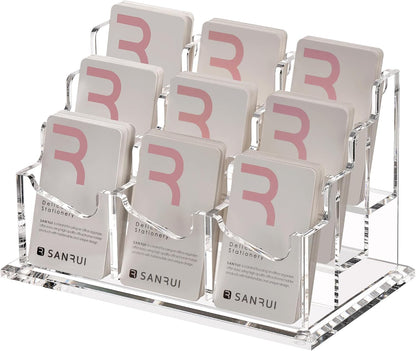 Vertical Business Card Holder for Desk，Clear Acrylic Business Card Display Stand，1 Slots ，Holds 50-60 Cards