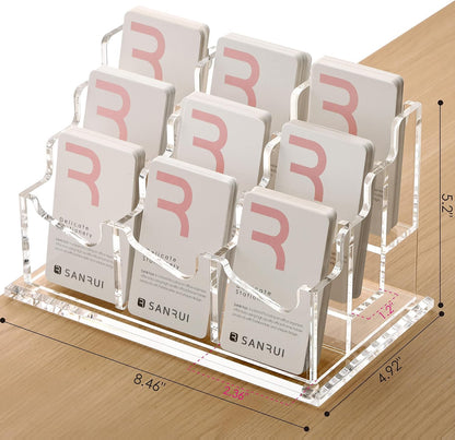 Vertical Business Card Holder for Desk，Clear Acrylic Business Card Display Stand，1 Slots ，Holds 50-60 Cards
