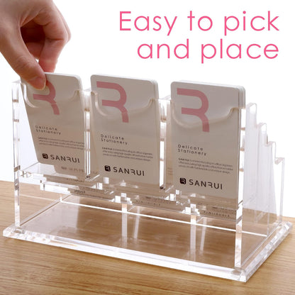 Vertical Business Card Holder for Desk，Clear Acrylic Business Card Display Stand，1 Slots ，Holds 50-60 Cards
