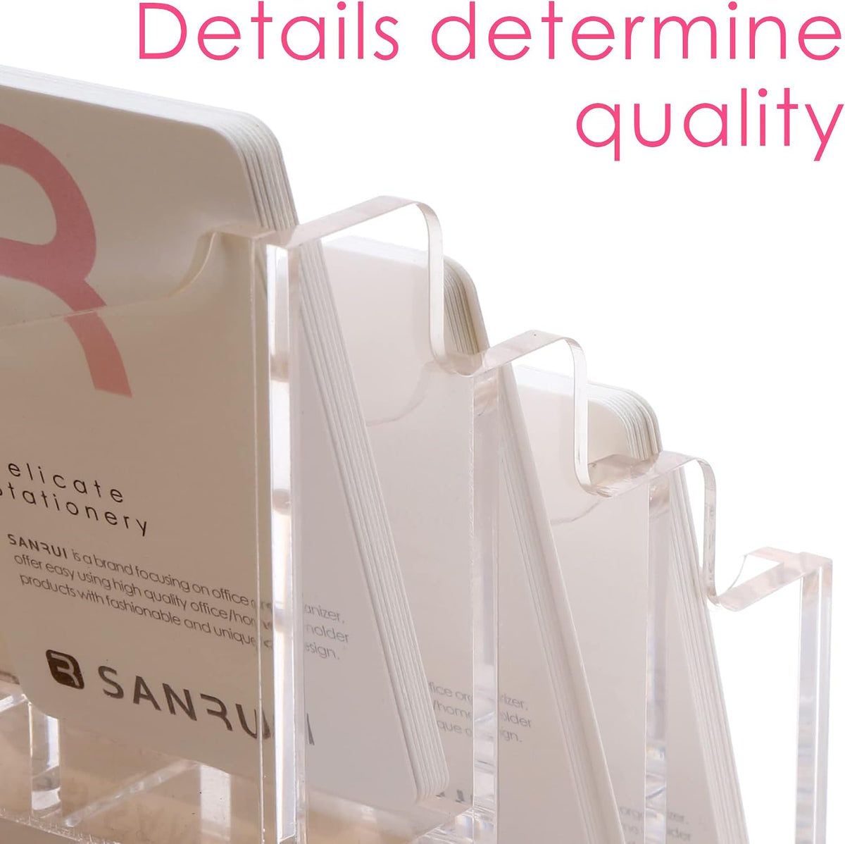 Vertical Business Card Holder for Desk，Clear Acrylic Business Card Display Stand，1 Slots ，Holds 50-60 Cards