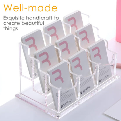 Vertical Business Card Holder for Desk，Clear Acrylic Business Card Display Stand，1 Slots ，Holds 50-60 Cards
