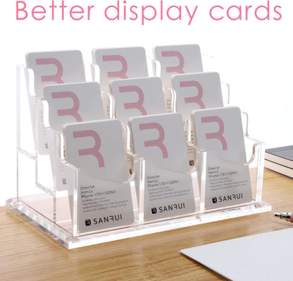 Vertical Business Card Holder for Desk，Clear Acrylic Business Card Display Stand，1 Slots ，Holds 50-60 Cards