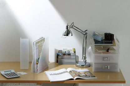 MX-19 | Magazine File Set of 2 | File Holder, Office Organizer, Front Opening | Desk, Kitchen, Shelf, Table top, Drawer | 3.03" × 9.96" × 12.09" | Tr. White