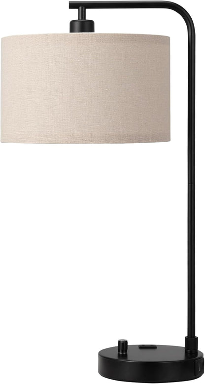 20.7" Tall Table Lamp with USB & Outlet, Fully Dimmable Nightstand Lamp
