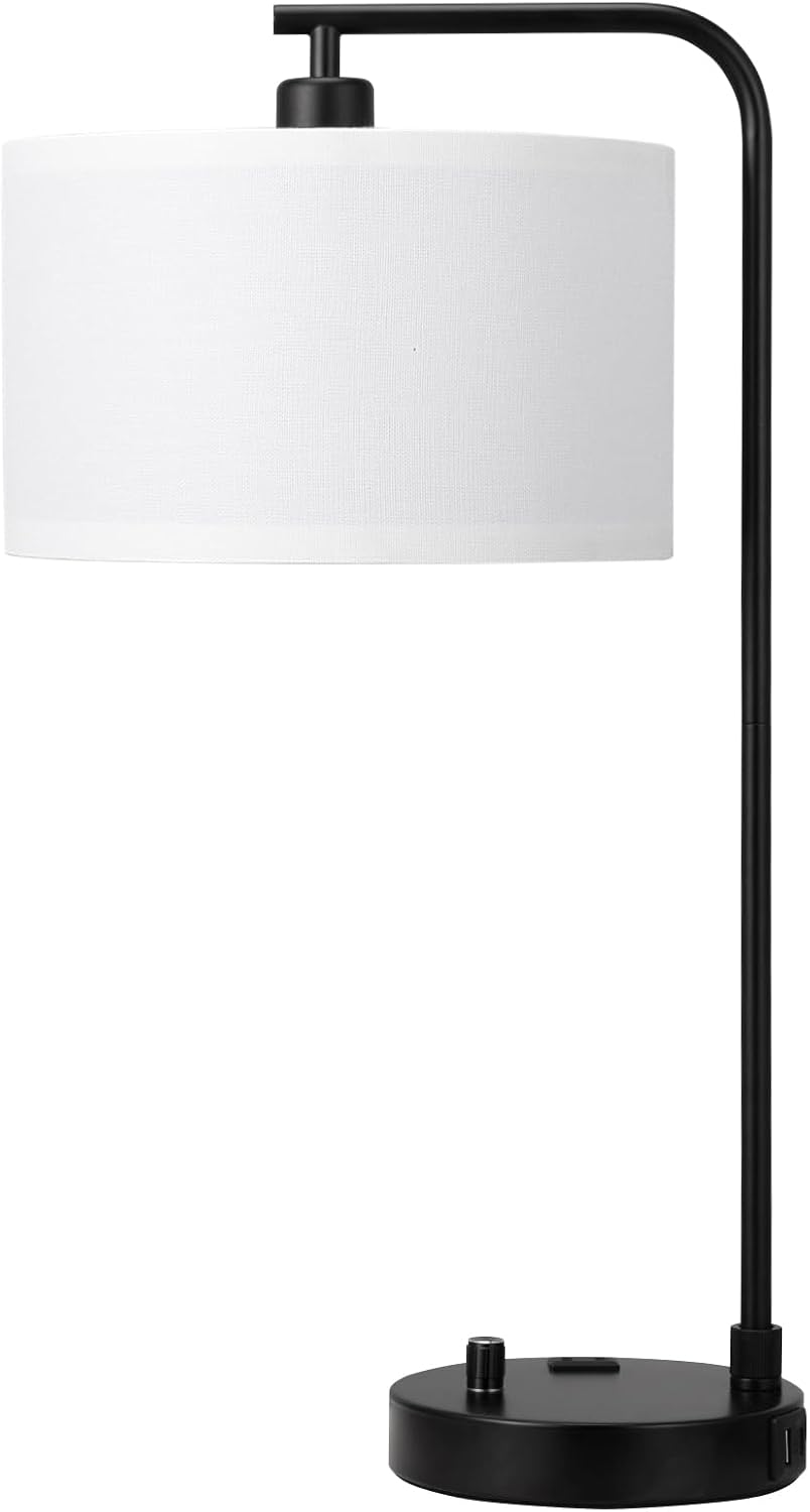 20.7" Tall Table Lamp with USB & Outlet, Fully Dimmable Nightstand Lamp