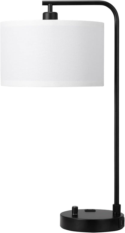 20.7" Tall Table Lamp with USB & Outlet, Fully Dimmable Nightstand Lamp