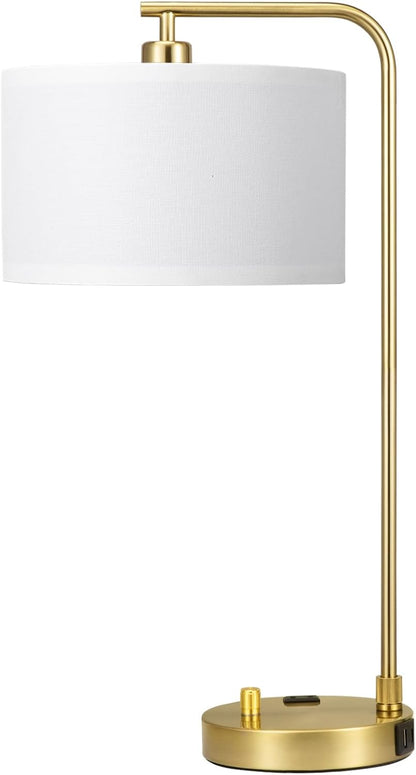 20.7" Tall Table Lamp with USB & Outlet, Fully Dimmable Nightstand Lamp