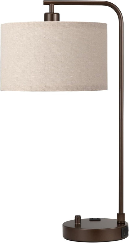 20.7" Tall Table Lamp with USB & Outlet, Fully Dimmable Nightstand Lamp
