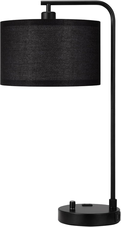 20.7" Tall Table Lamp with USB & Outlet, Fully Dimmable Nightstand Lamp
