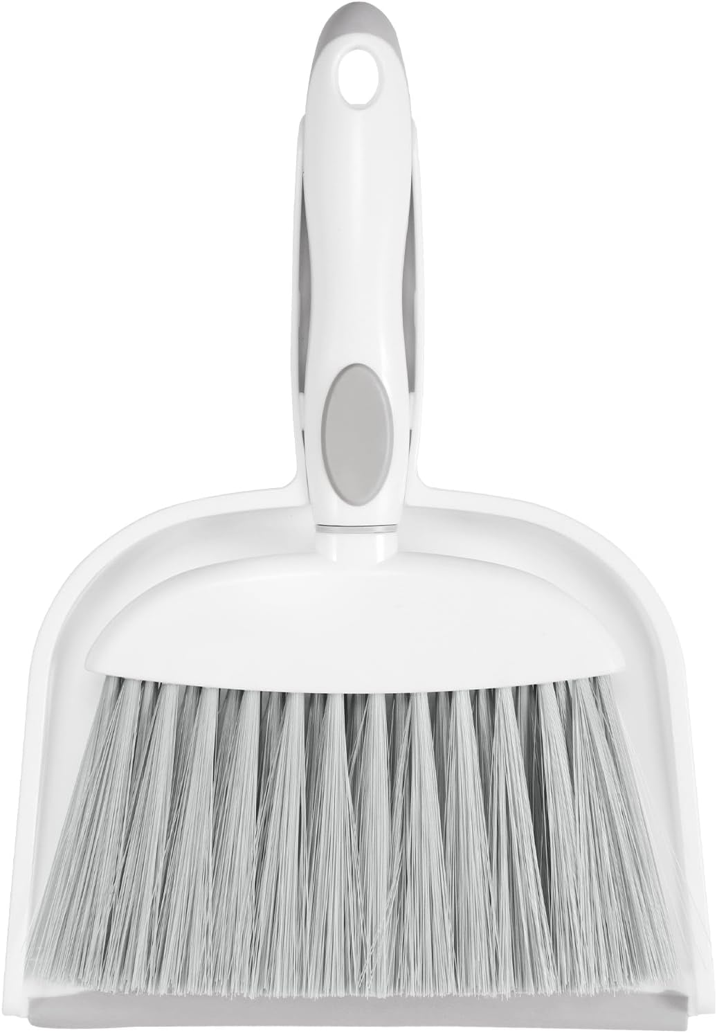 Small Dust Pan and Brush Set, Mini Broom and Dustpan Set, White&Gray