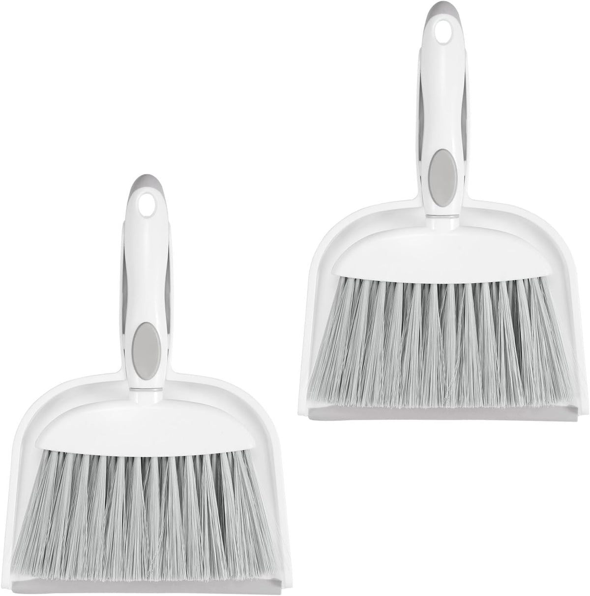 Small Dust Pan and Brush Set, Mini Broom and Dustpan Set, White&Gray
