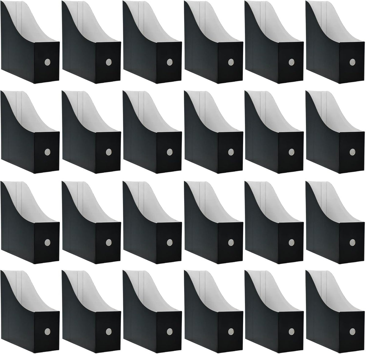 24 Pack Black Cardboard Magazine File Holder for Desk or Shelves