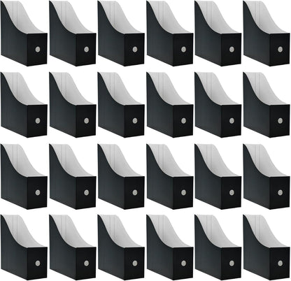 24 Pack Black Cardboard Magazine File Holder for Desk or Shelves