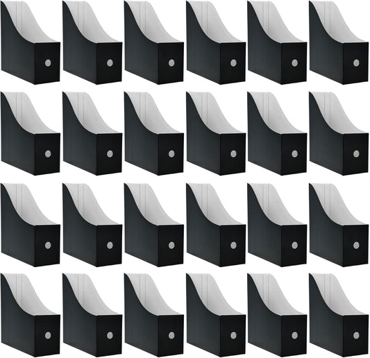 24 Pack Black Cardboard Magazine File Holder for Desk or Shelves