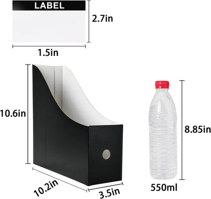 24 Pack Black Cardboard Magazine File Holder for Desk or Shelves