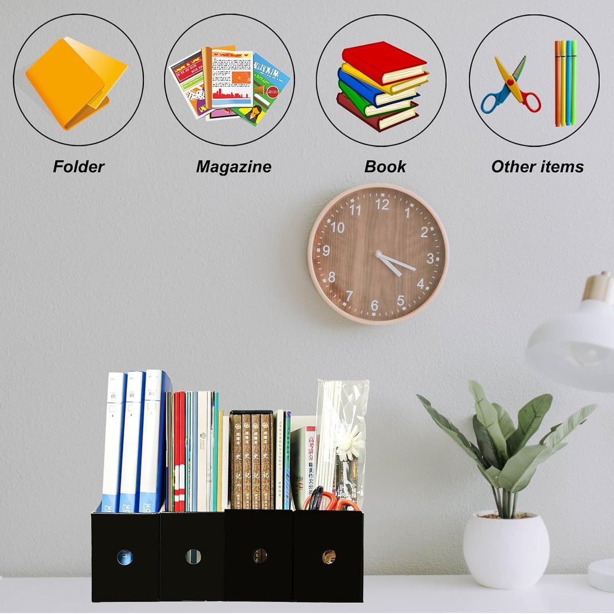24 Pack Black Cardboard Magazine File Holder for Desk or Shelves