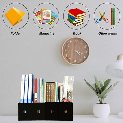 24 Pack Black Cardboard Magazine File Holder for Desk or Shelves