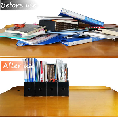 24 Pack Black Cardboard Magazine File Holder for Desk or Shelves