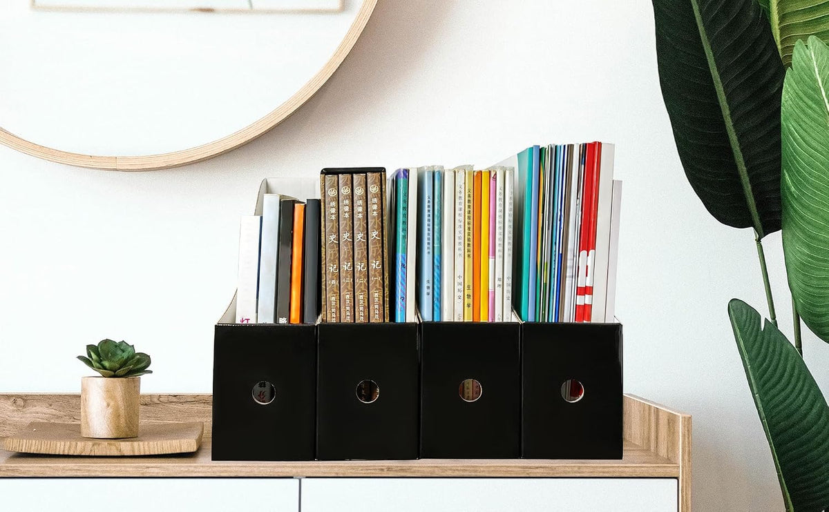 24 Pack Black Cardboard Magazine File Holder for Desk or Shelves
