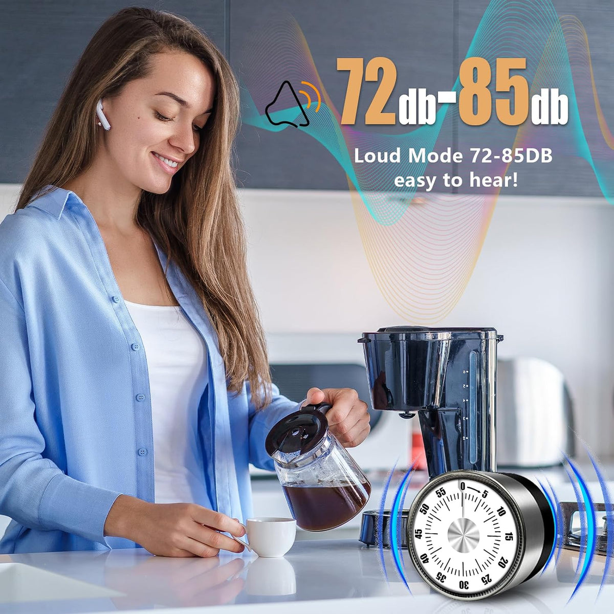 Kitchen Timers for Cooking, 0-60 Minute Visual Timer for Kids, Manual Cooking Magnetic Timer with Loud Alarm, Mechanical Stainless Steel Time Management for Classroom Desk Office for Office, Black