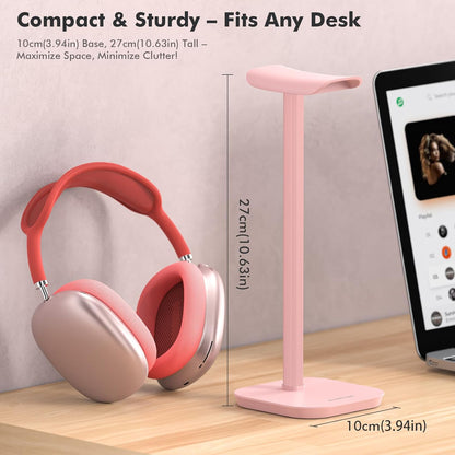 Headphone Stand, Desktop Headset Holder Desk Earphone Stand Aluminum Headset Hanger Headphone Rack Stand to Hold Earphones Such as Airpods Max, Sony, Beats, Bose, Razer, HyperX(Pink)