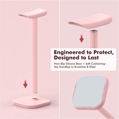 Headphone Stand, Desktop Headset Holder Desk Earphone Stand Aluminum Headset Hanger Headphone Rack Stand to Hold Earphones Such as Airpods Max, Sony, Beats, Bose, Razer, HyperX(Pink)
