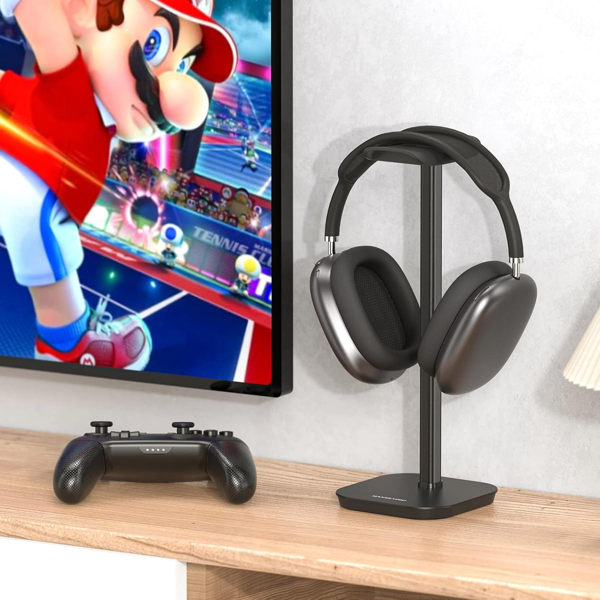 Headphone Stand, Desktop Headset Holder Desk Earphone Stand Aluminum Headset Hanger Headphone Rack Stand to Hold Earphones Such as Airpods Max, Sony, Beats, Bose, Razer, HyperX(Pink)
