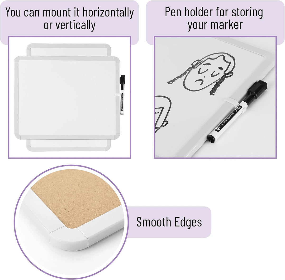 Dry Erase Board, 14” x 11”, White Frame