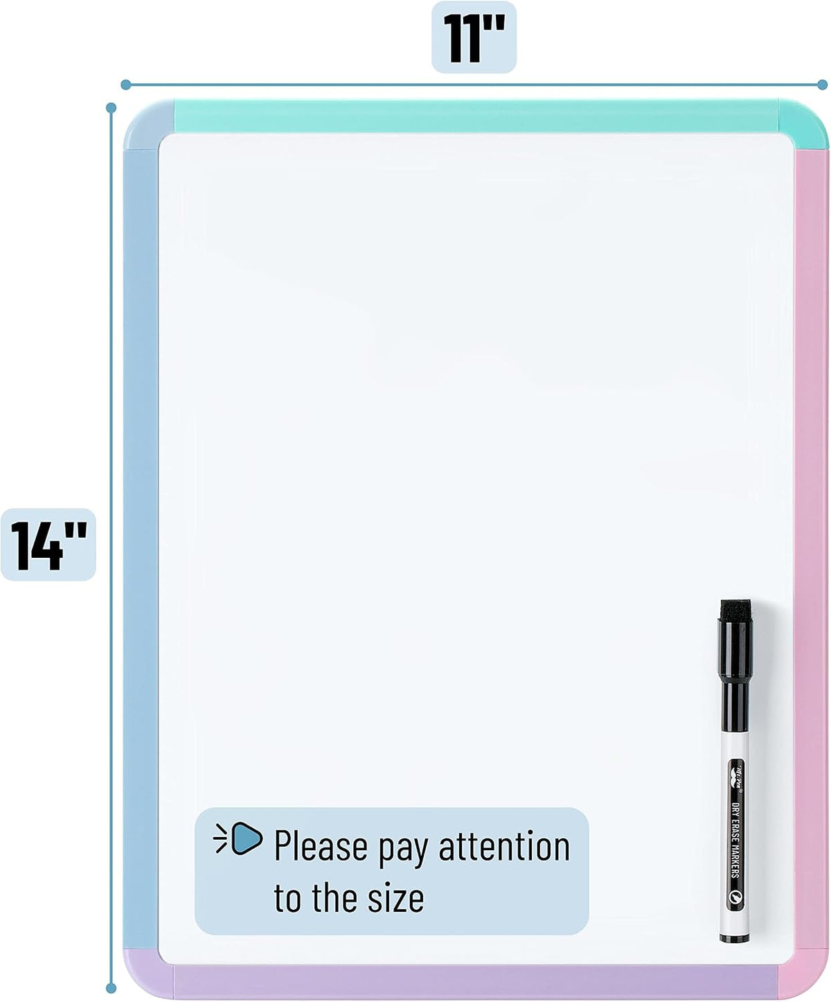 Dry Erase Board, 14” x 11”, White Frame