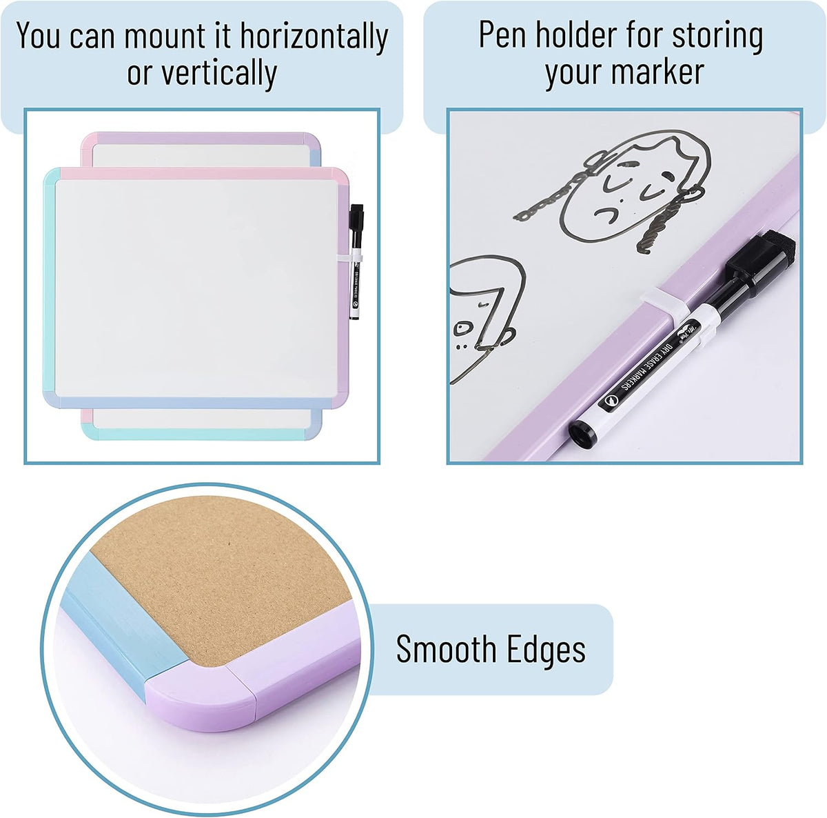Dry Erase Board, 14” x 11”, White Frame