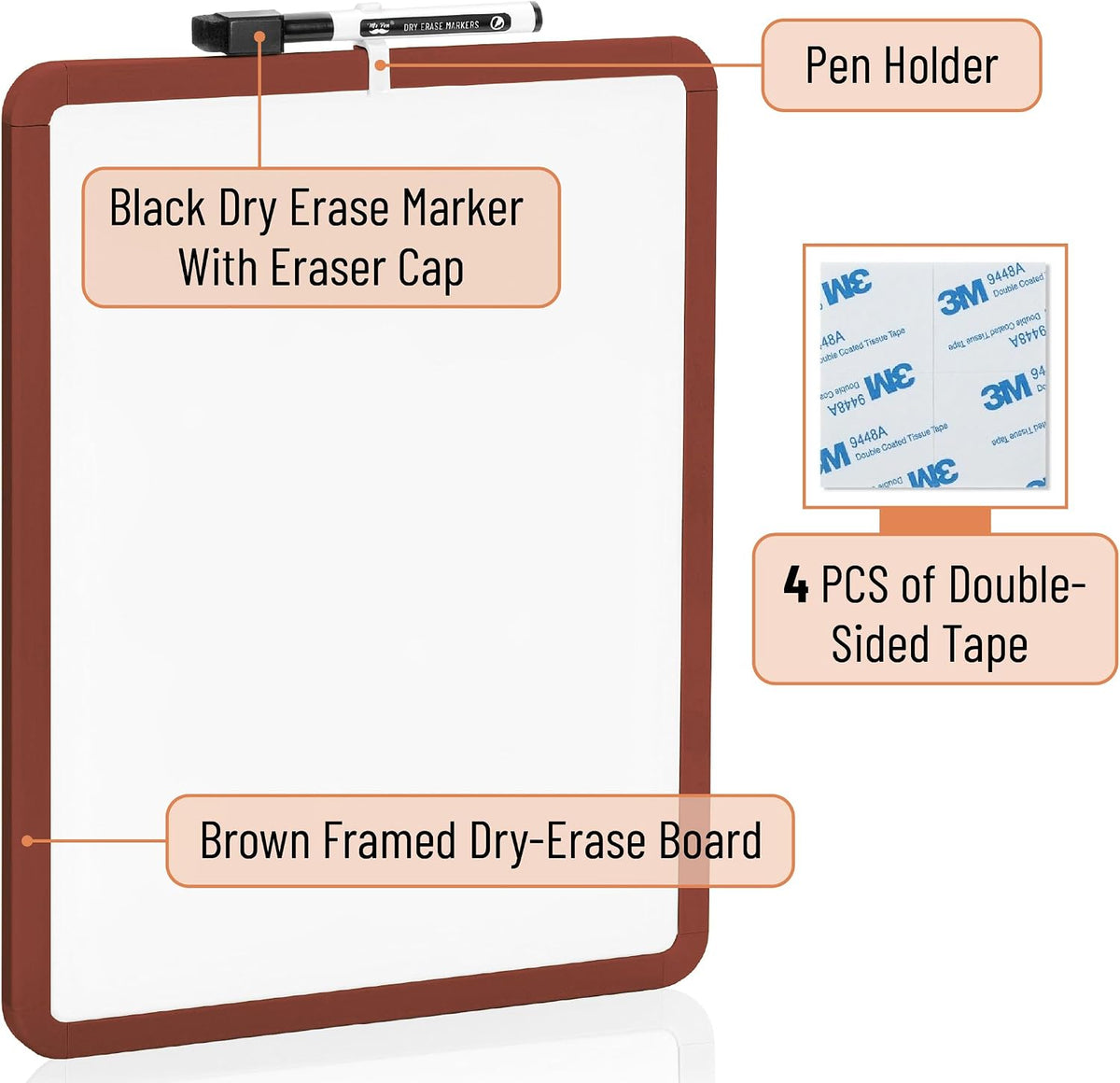 Dry Erase Board, 14” x 11”, White Frame