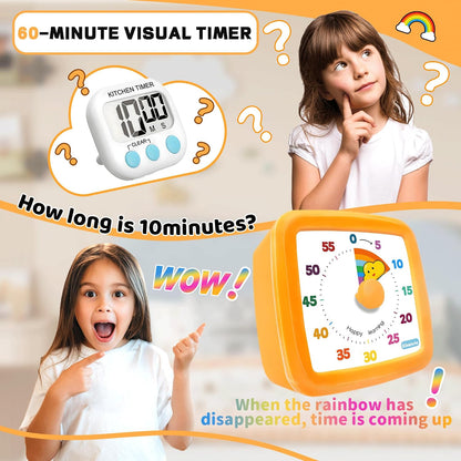 Visual Timer for Kids, 60-Minute Countdown Timer for Classroom Office Kitchen, Pomodoro Timer Spaceman Pattern, Time Management Tools with Silent Operation,Desk Time Clock for Kids and Adults