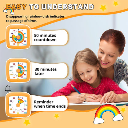 Visual Timer for Kids, 60-Minute Countdown Timer for Classroom Office Kitchen, Pomodoro Timer Spaceman Pattern, Time Management Tools with Silent Operation,Desk Time Clock for Kids and Adults